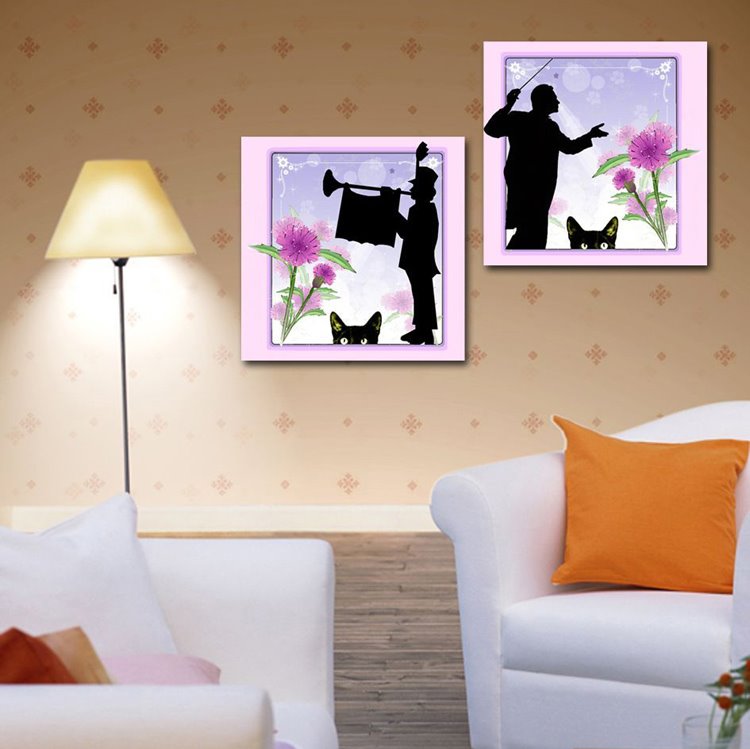 New Arrival Music and Cat 3-piece Cross Film Wall Art Prints
