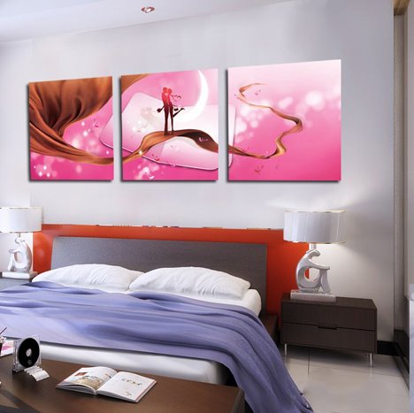 Sweet Kiss on Silk 3-piece Cross Film Wall Art Prints