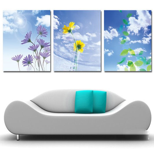 New Arrival Elegant Flowers And Blue Sky Cross Film Wall Art Prints