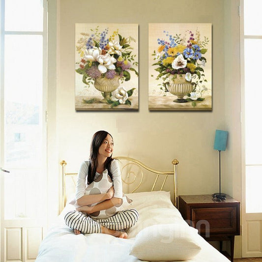 Nueva llegada varias flores delicadas en la botella impresiones artísticas de pared de película cruzada 