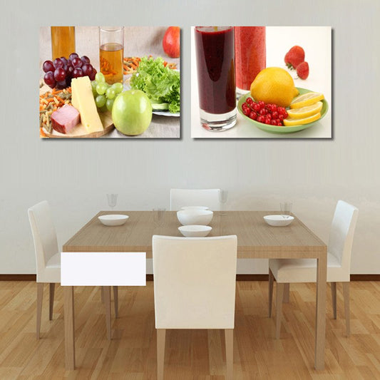 Delicious Food And Beverage Pattern 2-Panel Waterproof and Eco-friendly Large Art Prints