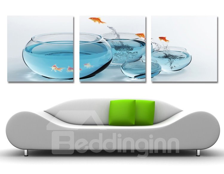 Creative Goldfish Jumping Over The Aquarium Film Wall Art Prints