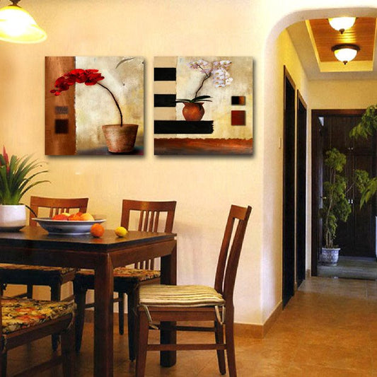 Nueva llegada flores rojas y blancas en las impresiones del arte de la pared de la película de la maceta 