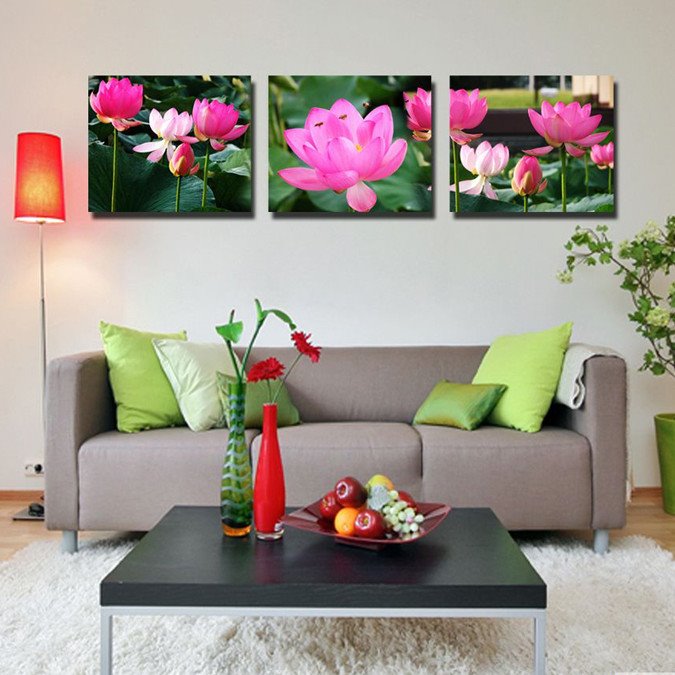 New Arrival Bees Flying Over Lotus Canvas Wall Prints