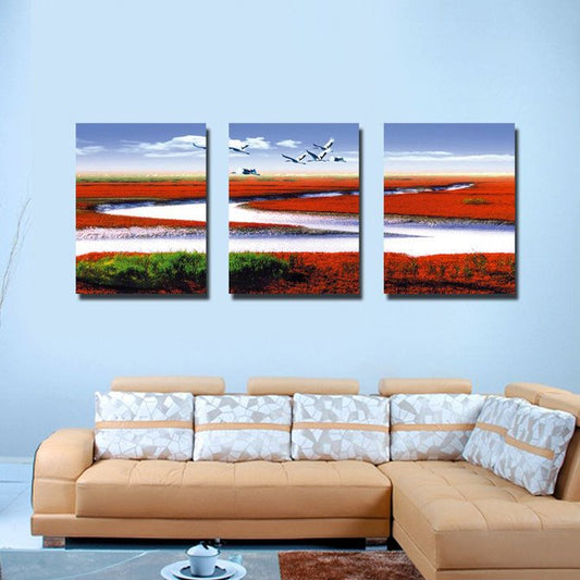 Nueva llegada Gaviota volando sobre el mar de flores impresiones en lienzo para pared