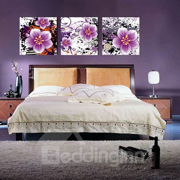 Nueva llegada delicadas flores púrpuras flor lienzo impresiones de pared 