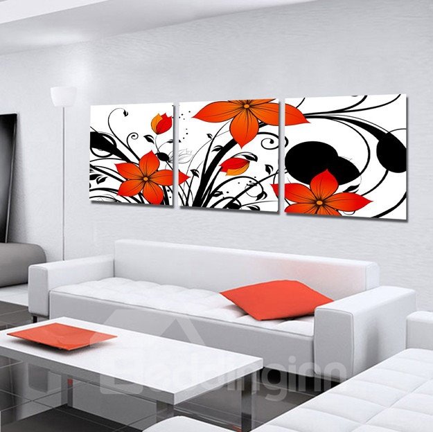 New Arrival Delicate and Cute Orange Flowers Blossom Canvas Wall Prints