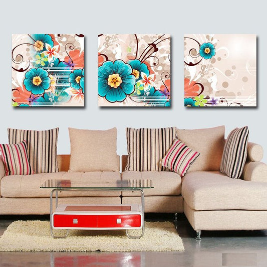 New Arrival Fancy Blue Flowers Canvas Wall Prints
