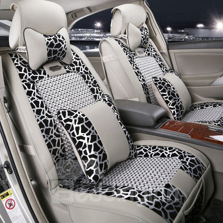 Nuevas fundas de asiento con estampado de leopardo gris de lujo de alta calidad