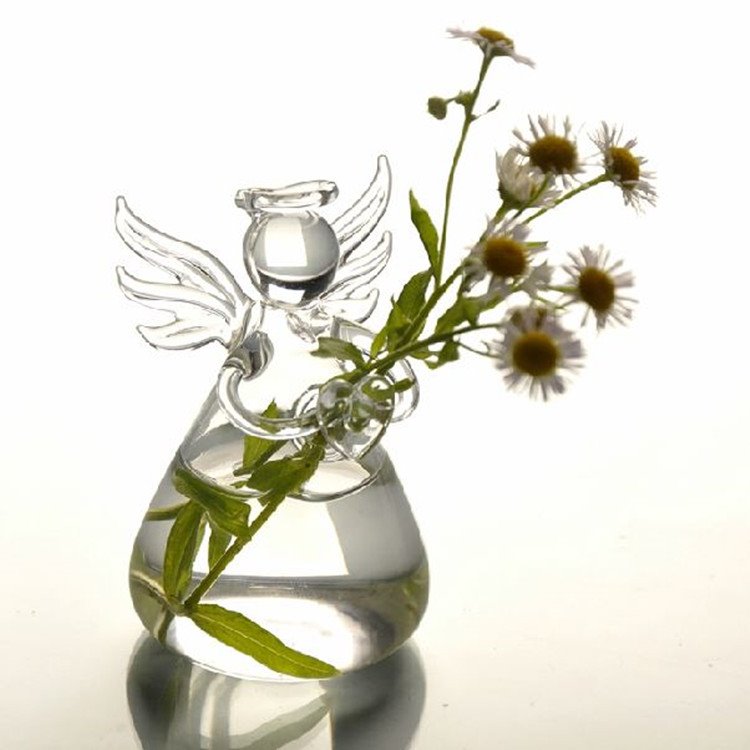 Erstaunliche kreative Blumenvase aus Glas im Engel-Design 