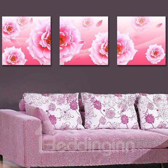 Impresiones de pared artísticas de película con flores de color rosa bonito y preciosas de calidad 
