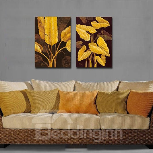 Impresión de pared artística de película de hojas amarillas delicadas