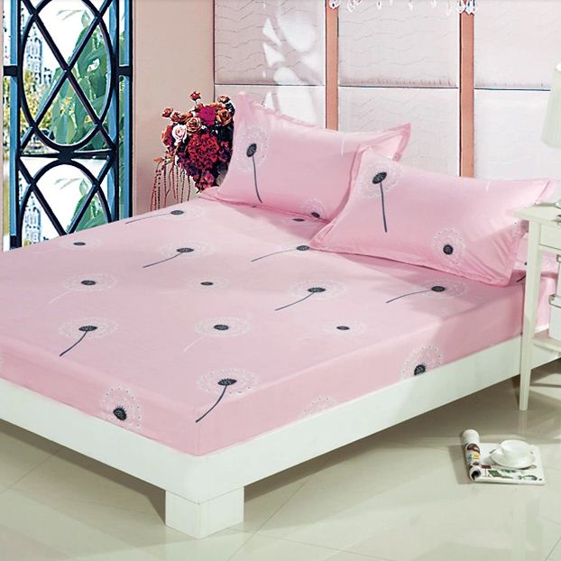 Adorable Dandelion Printed Fresh Style Pink Fitted Sheet