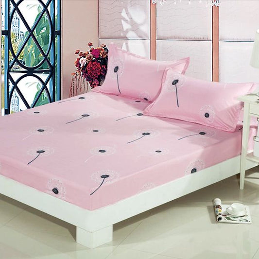 Entzückendes, mit Löwenzahn bedrucktes, frisches Spannbettlaken in Rosa