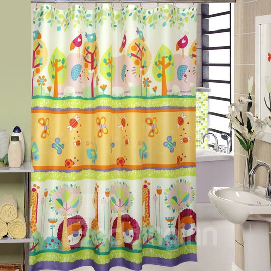 High Quality Cartoon Animals Printing Shower Curtain