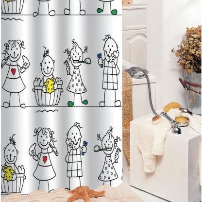 Cortina de ducha con estampado de niños fabulosos de dibujos animados de nueva llegada