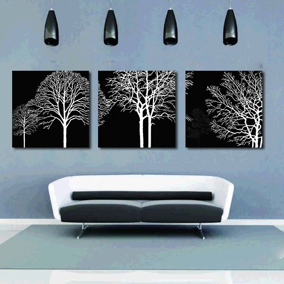 Impresión de pared artística de película de cristal de 3 piezas de árbol bastante único