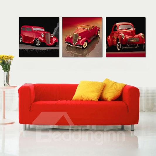 Pretty Cars Impresión de pared artística de 3 piezas de película de cristal