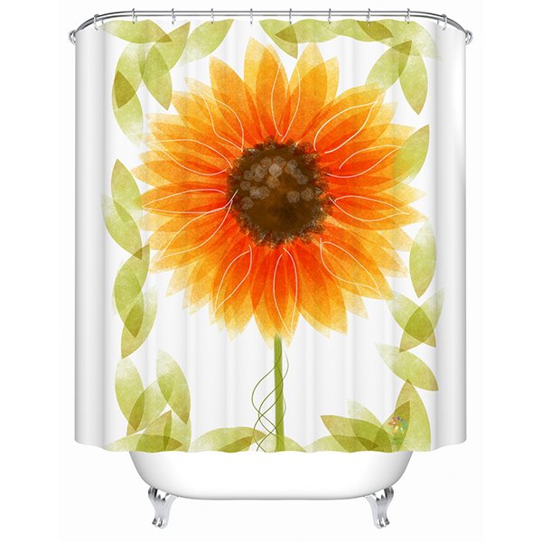 Lichtvoller, wunderschöner Polyester-Duschvorhang mit Sonnenblumenmuster