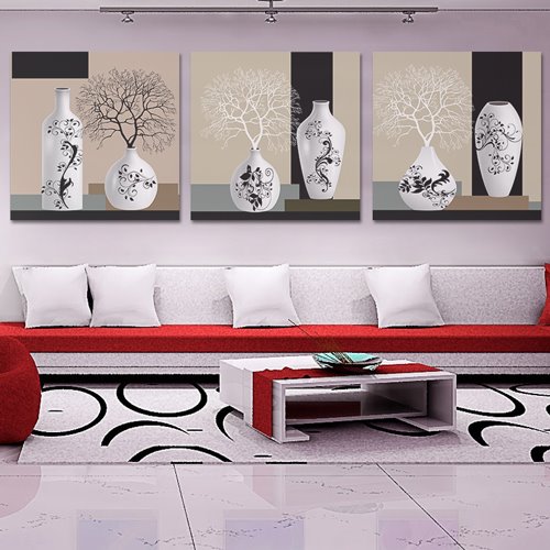 3-teiliger Crystal Film Art-Wanddruck mit abstrakten kleinen Zweigen 
