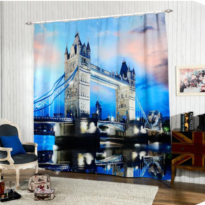 Stunning Tower Bridge at Night Printing 3D Curtain