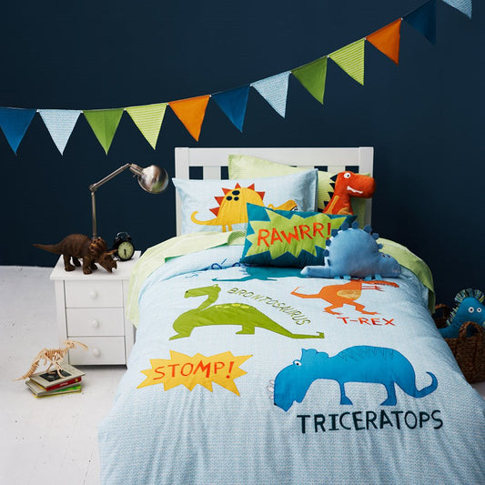 Dinosaur World 3-Piece Cotton Kids Duvet Cover Sets