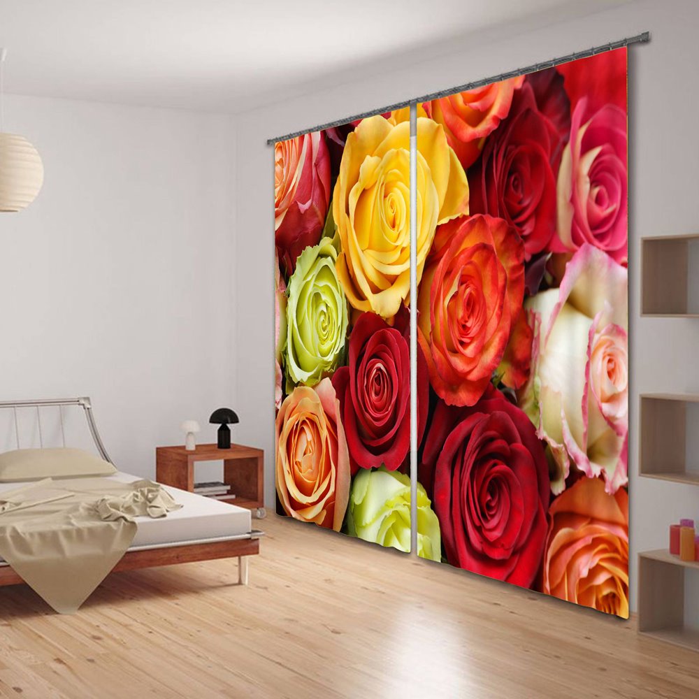 Wärmeisolierter Vorhang mit 3D-Bunten Rosen