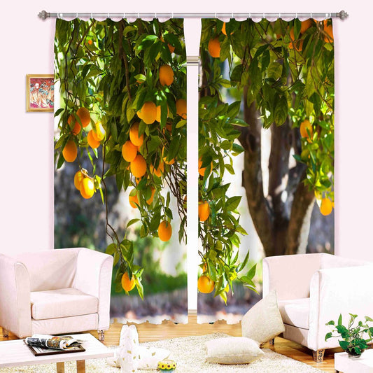 3D-Aprikosenbaum-bedruckter, dicker Polyester-Vorhang mit 2 Bahnen, dekorativer und verdunkelnder Vorhang