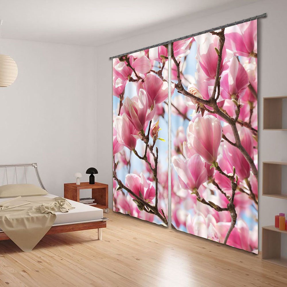 Eleganter energiesparender 3D-Vorhang mit Mannolienblüten