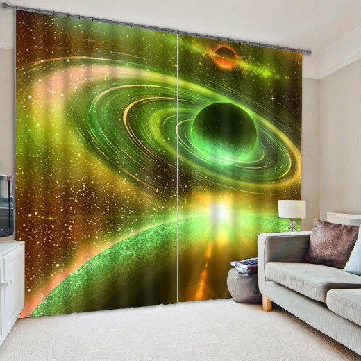 Cortina de sala de estar personalizada con paisaje natural impreso impresionante galaxia vasta y universo en 3D