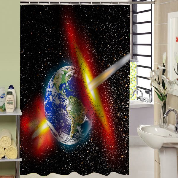 Impresionante cortina de ducha 3D con estampado de luz espacial única