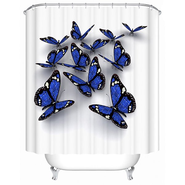 Cortina de ducha 3D con estampado de mariposas, resistente al agua, gruesa y vívida