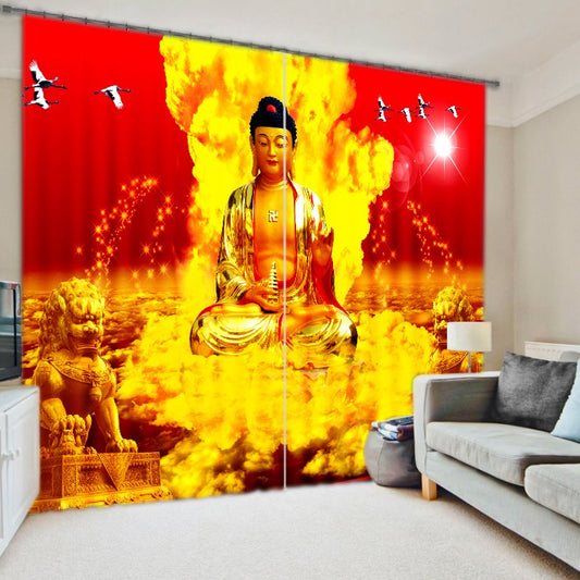 3D-Druck mit heiliger Buddha-Statue für Wohnzimmer und Arbeitszimmer, energiesparender Vorhang