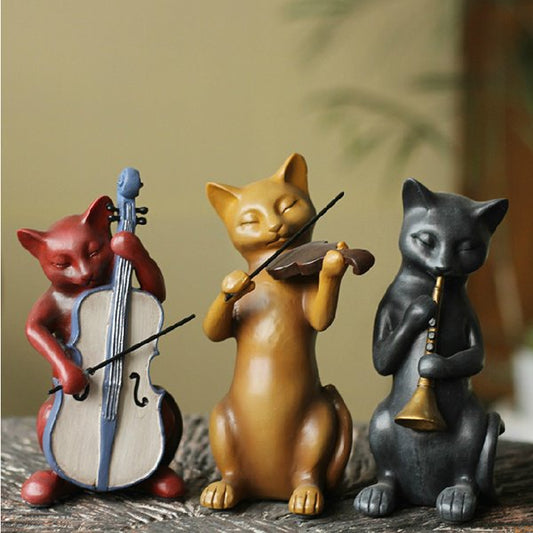 Decoración de escritorio de banda de tres gatos de resina estilo country americano creativo
