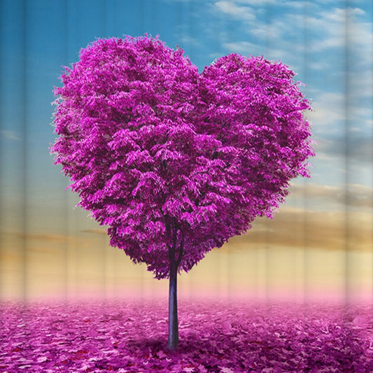 3D Waterproof Purple Heart Shape Tree Printed Polyester Shower Curtain