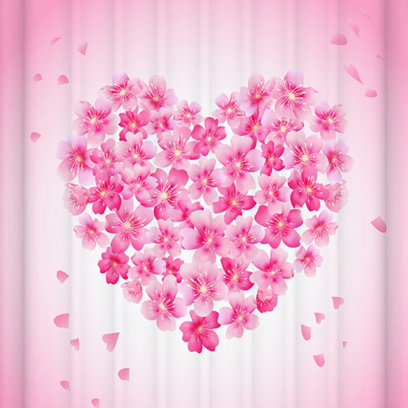 Attractive Pink Floral Heart Design 3D Shower Curtain