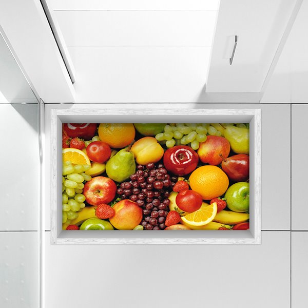 Etiqueta engomada del piso 3D que previene resbalones a prueba de agua de cocina de frutas frescas y deliciosas
