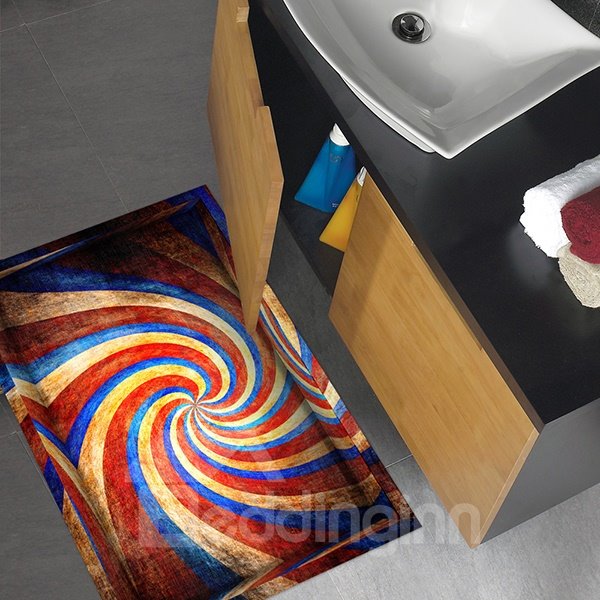 Colorful Whirl Slipping-Preventing Water-Proof Bathroom 3D Floor Sticker