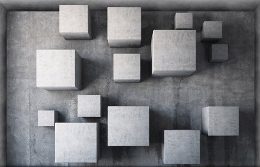 Grey 3D Cubes Slipping-Preventing Water-Proof Bathroom 3D Floor Sticker