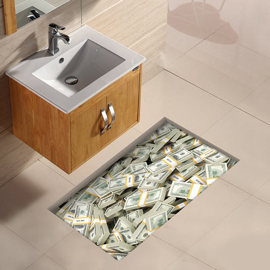 Stacks of Banknotes Slipping-Preventing Water-Proof 3D Floor Sticker