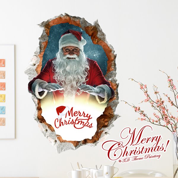 Festival Santa Claus in Costumes Removable 3D Wall Sticker