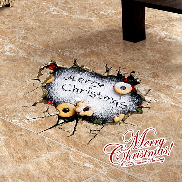 Festival Merry Christmas Written in Donuts Icing Removable 3D Wall Sticker