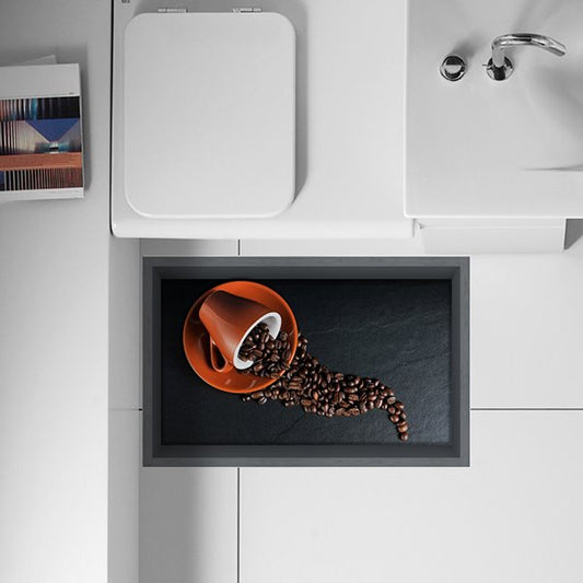 Verschüttete Kaffeebohnen aus Kaffeetassen, abnehmbarer 3D-Bodenaufkleber für die Küche