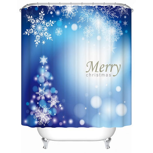 Traumhafter, einzigartiger Design-Duschvorhang mit Schneeflocken und Punkten 