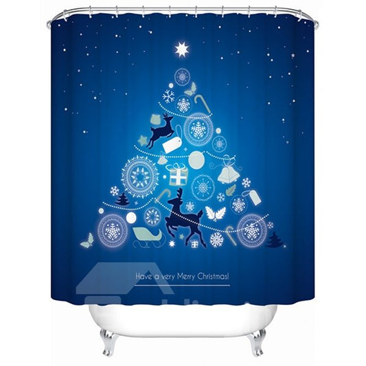 Einzigartiges Design, dunkelblauer Duschvorhang mit Weihnachtsnachtansicht 