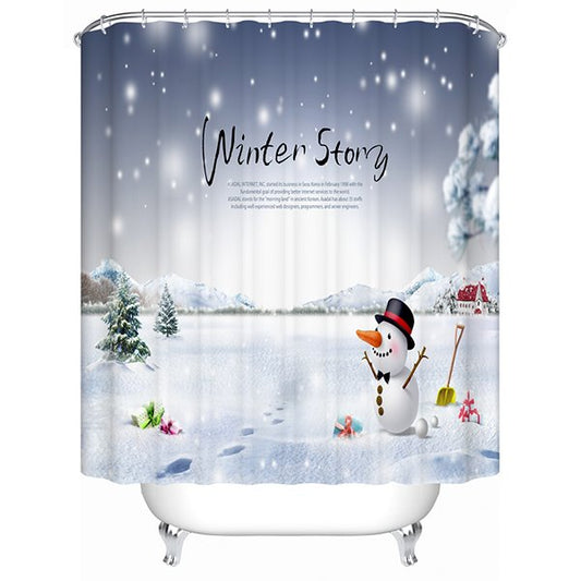 Brisk Pretty Concise Christmas Snow View Druck 3D-Duschvorhang 