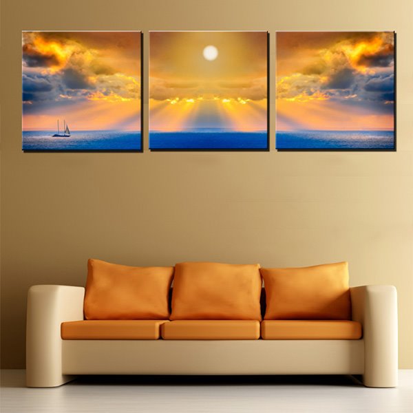 Amazing Golden Sky Canvas 3-Panel Wall Art Prints