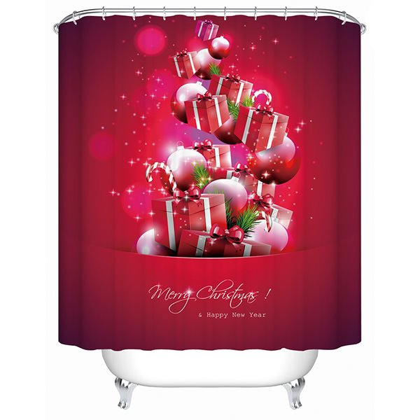 Wonderful Festive Happy Christmas Presents and Baubles Shower Curtain