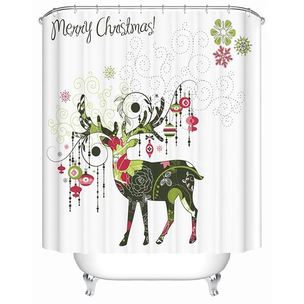Artistic Design Pretty Concise Christmas Deer Shower Curtain