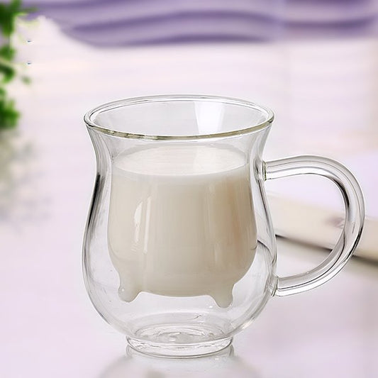 Einzigartiger Milchbecher aus Glas im Rinder-Design